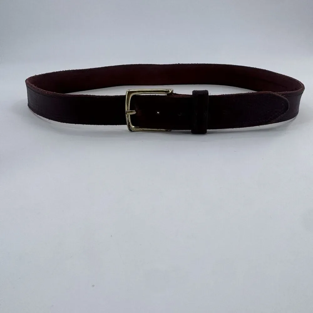 Red Wing Basic Work Belt Mens Size 38 Brown Leather Brass Buckle USA 96524